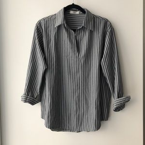 Vertically striped gray blouse